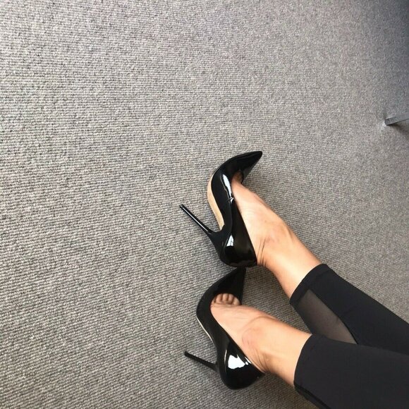 Jimmy Choo Anouk Stiletto Heel Pumps Patent Leather Black Pointed Toe - Picture 9 of 9